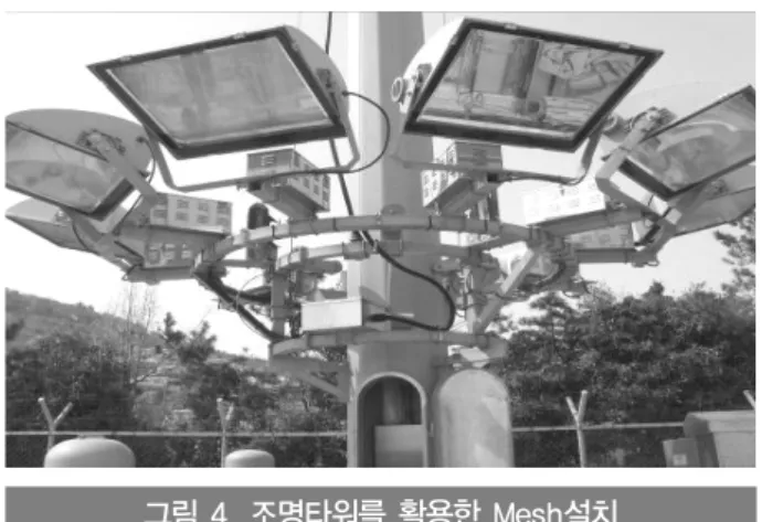 그림 4. 조명타워를 활용한 Mesh설치