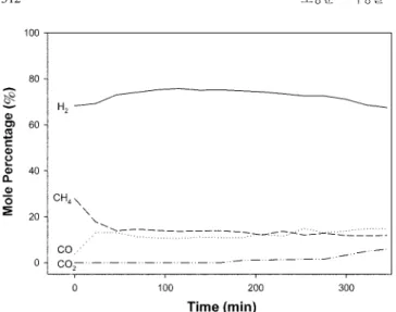Fig. 10. Performance of methane steam reforming over 10 wt ％  Ni/