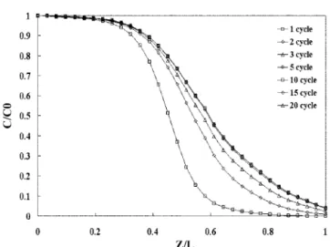 Fig. 11. Concentration profile of Ar at the end of adsorption step for binary system.