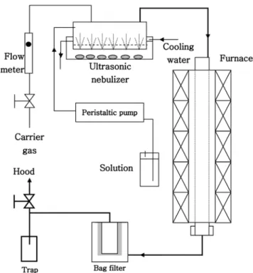 Fig. 1. The schematic diagram of ultrasonic spray pyrolysis.