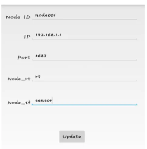 그림 13. 이동 단말의 Nodeupdate 화면