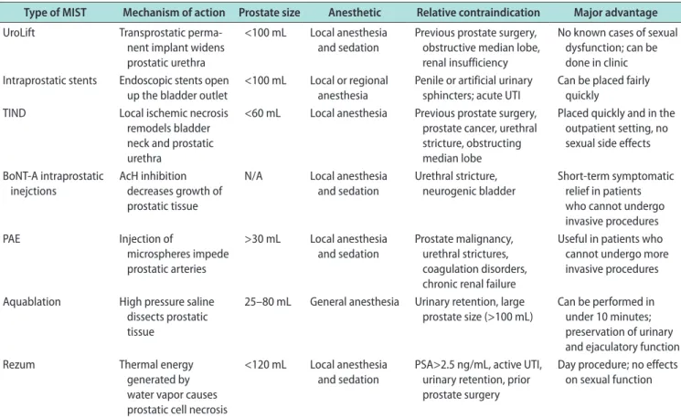 Table 6. Types of MIST and factors specific to each type
