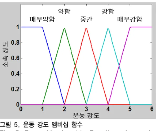 그림 5. 운동 강도 멤버십 함수