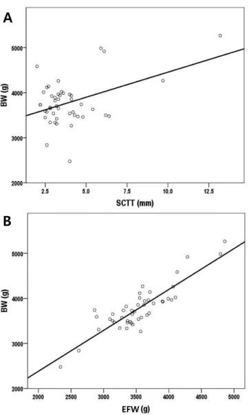 Table 4. Relationship between BW, SCTT, and EFW by Linear  Regression Analysis for BW Estimation