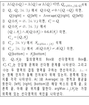 표  2.  영역  검출결과의  문제점 Table  2.  Problems  of  box  detection