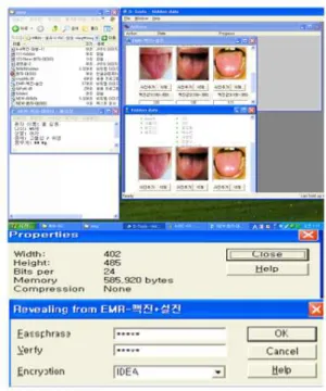 Table  2.  Patient's  body  information  encrypted  data   이름 맥진 데이터 설진 데이터 혈압 당뇨 9b0775c440 cd9e7d 06bf7ac487ed2f97 7b202af05b174aee 06bf7ac487ed2f97 cd9127635f75a09c 217d86c10e 2ca4f5 06bf7ac487ed2f97 b006295f01478ec7 a878b99b3b0950e1 24ae98b2ced6ea43 fa