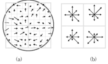 Fig. 3. (a) Gauss distribution function and (b)  Gauss  filter  for  computing  feature  strength in each feature point