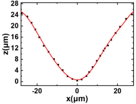 Fig.  1  Profile  of  concave  optical  fiber  tips  obtained  by  optical  microscope  and  Logger  Pro  3 
