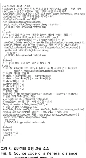 Fig. 5. Source code of a predetermined distance         measurement module.