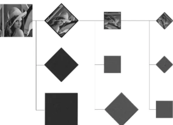 그림 10. 2차원 비분리처리 변환의 부대역 영상들 Fig. 10. Sub-band Images of 2D Non-separable