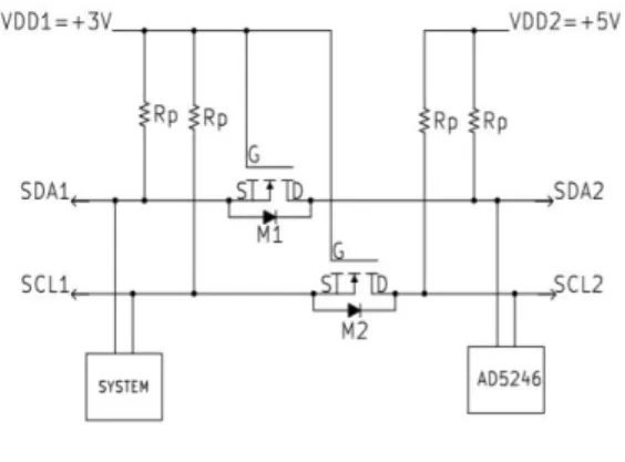 Fig.  5  AD5246  level  shifting  circuit  for  data  transfer  to  other  systems  with  power