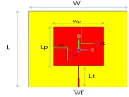 Fig. 1. Layout of the designed antenna