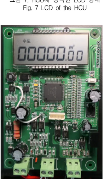 그림  6에서  보는  바와  같이,  3개의  UART  포트중 에서  1개는  12V  DC-PLC  인터페이스로  4종류의  미터 기와  연결하여  2선  연결로  통신과  DC  전압공급을  동 시에  할  수  있으므로  미터기의  배터리  소모문제를  해 결할  수  있다