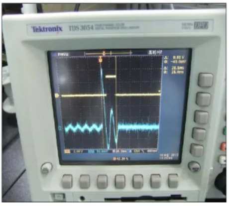 그림  8.  저항성  누설전류  차단  파형 Fig.  8  Resistive  leakage  current  blocking  signal 그림  9는  본  연구에서  개발한  저항성  누전차단기와  기존  누전차단기의  트립  특성을  비교한  그래프이다