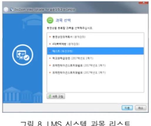 그림  8.  LMS  시스템  과목  리스트  Fig.  8  LMS  system  course  list