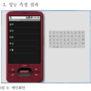 그림  7.  탭  안의  교통정보  리스트
