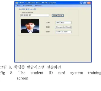그림  8.  학생증  발급시스템  실습화면