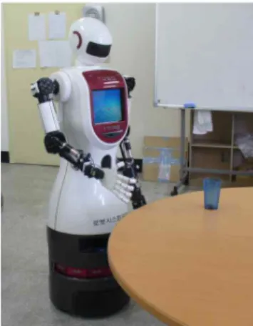 Fig.  6.  The  service  robot  for  the  experimentation  (TUBO)  Ⅴ.  결  론 본 논문에서는 서비스 로봇을 제어하기 위한 안드로 이드 기반의 인터페이스 방법을 제안하고 실제로 구현하 였다