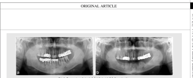 Fig. 1. Panoramic radiograph (a)at first visit (b)after extraction