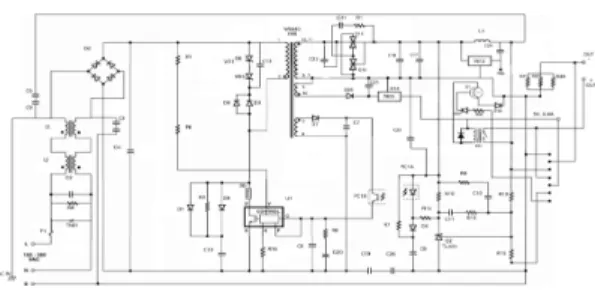 그림  2.  실제  설계한  플라이백  컨버터의  회로도 Fig.  2  Circuit  of  flyback  converter  designed  in 