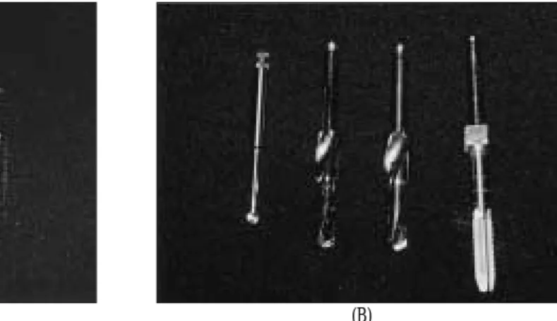 Fig. 1.A : drills for Bra� nemark clone implants.    B : drills for new-design implants.