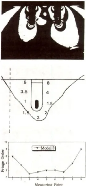 Fig 8. Stress distribution around model 1 when lateral force was applied.