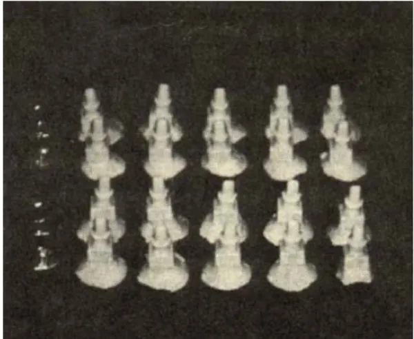 Fig. 1 : Metal master dies and hard stone dies.