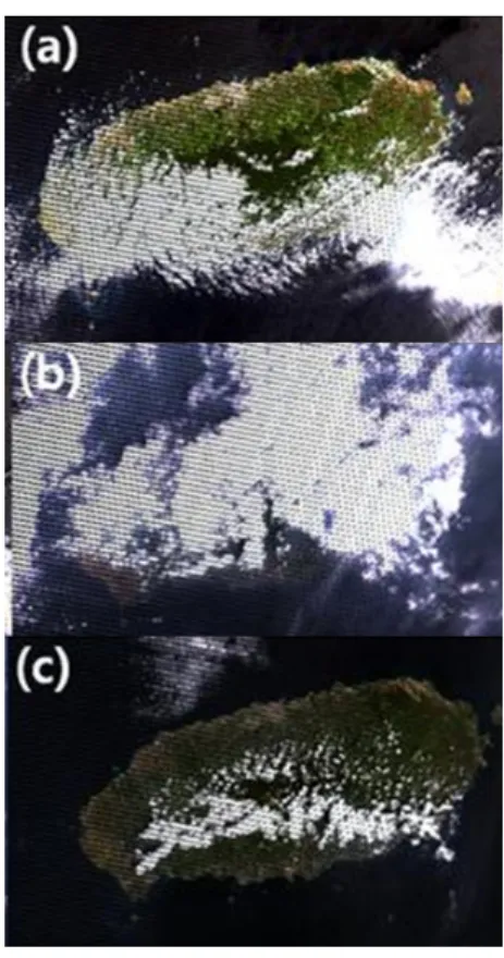 표  3.  Landsat-7  ETM+  영상의  구름  분포  량 Table  3.  Cloud  cover  of  3  Landsat-7  ETM +  images