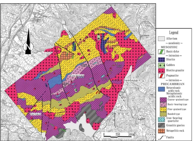 Fig. 3. Geological map of the Eoraesan area, Chungju (Kang et al., 2017, 2018a). Numbers (167, 179, 187, 342, 431): sample sites of Figs