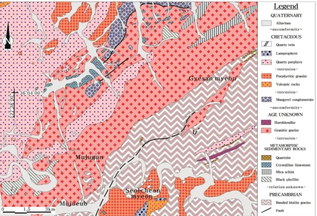 Fig. 2. Geological map of the study area [modified from Yun and Park(1968) and Hong et al.(1980)].