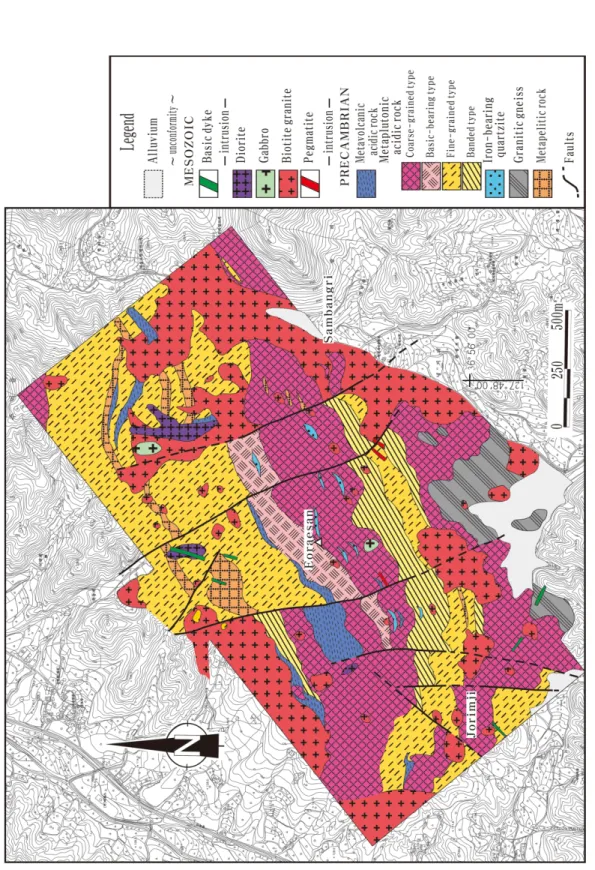 Fig. 2. Geological map of the Eoraesan area, Chungju.