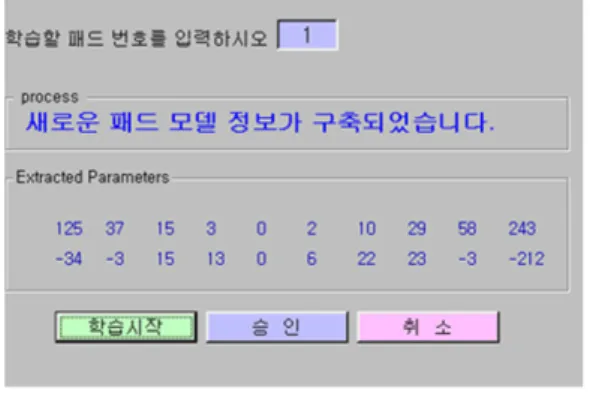 그림  8.  패드  분석  정보  학습용  화면 Fig.  8  Learning  screen  of  pad  analysis  information