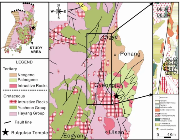 Fig. 3. Geological map of the study area and sampling sites.
