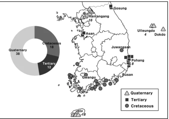 Fig. 19. The chemical classification of volcanic rocks in the Jeju using the TAS diagram (Le Bas et al., 1986)