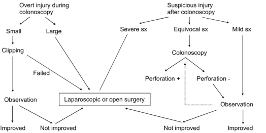 Fig.  2.  Suggestive  algorithm  for  treatment  of  colonic  injury  after  colonoscopy