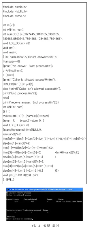 표  4.  알고리즘  구현  C코드  Table  4.  Algorithm  Implementation  C  code