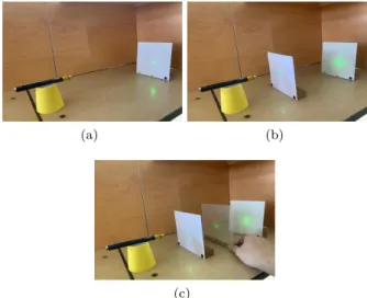 Fig. 5. (Color online) The model of the diffuse reflection and scattering transmission of light on the surface of an object using light flux screens.