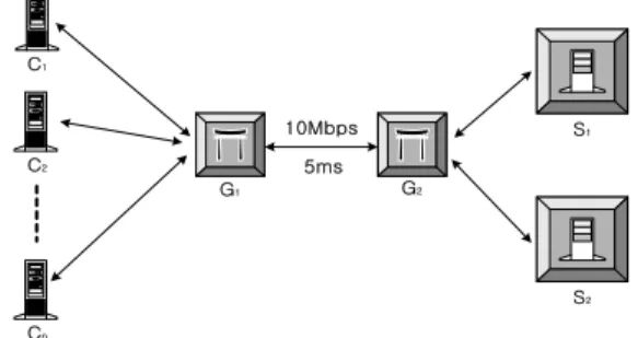 Fig.  5  Network  configuration  with  bottleneck  link      