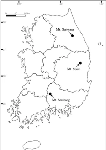 Fig. 1. The map of A. gigas Nakai cultivation area.