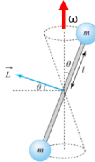 Fig. 8. (Color online) Torque due to the difference of direction between the rotation axis (⃗ ω) and angular  mo-mentum of the rigid body.