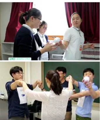Fig. 5. (Color online) Examples of students’ creative electric circuit. 회로들을 회로도로 나타낸 후 전기 회로 소자들을 배치하고 이를 ‘커넥터’ 로 연결하면서 회로를 구성하였다