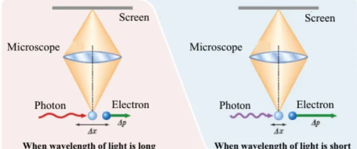 Fig. 3. (Color online) Example of Heisenberg’s micro- micro-scope in physics textbooks.