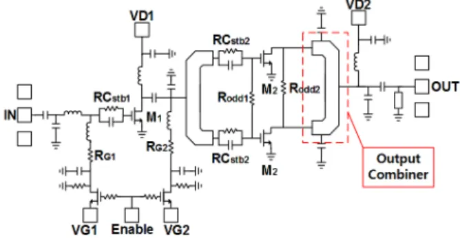 Fig.  1.  Schematic  of  wide-band  power  amplifier.