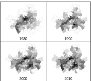 그림 3. 서울의 고용밀도 위계 분포 Fig. 3. Rank map of employment density