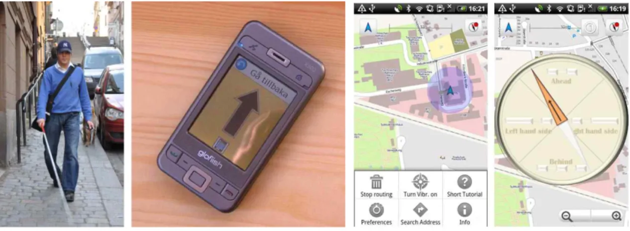 그림  7.  e-Adept  장애인용  내비게이션  서비스 그림  8.  Pocket  Navigator  서비스  화면