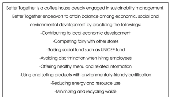 Fig. 1. Scenario of a sustainable coffee house used in the study.