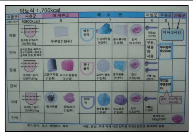 Fig. 1. The developed material for individual daily energy requirements and food exchange units.