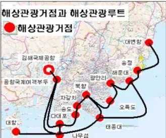 그림 6. 부산의 해상관광거점과 해상관광루트