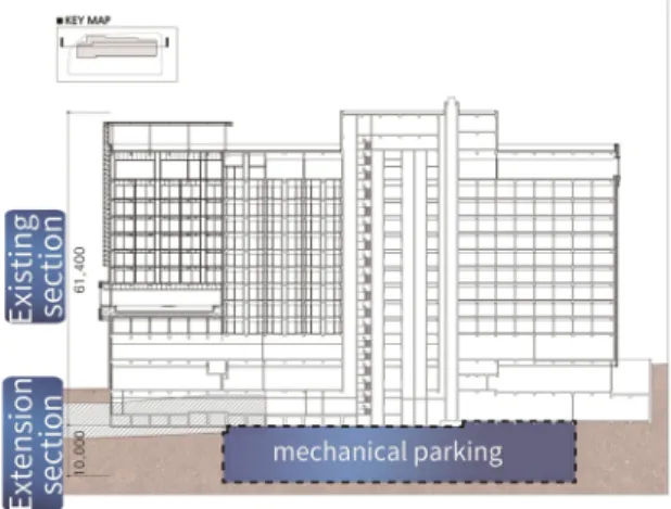 Fig. 1. Sectional drawing of extension work (1)