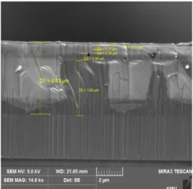 Fig. 5. (Color online) Cross-sectional SEM image of SAG-LED grown by mixed-source HVPE.